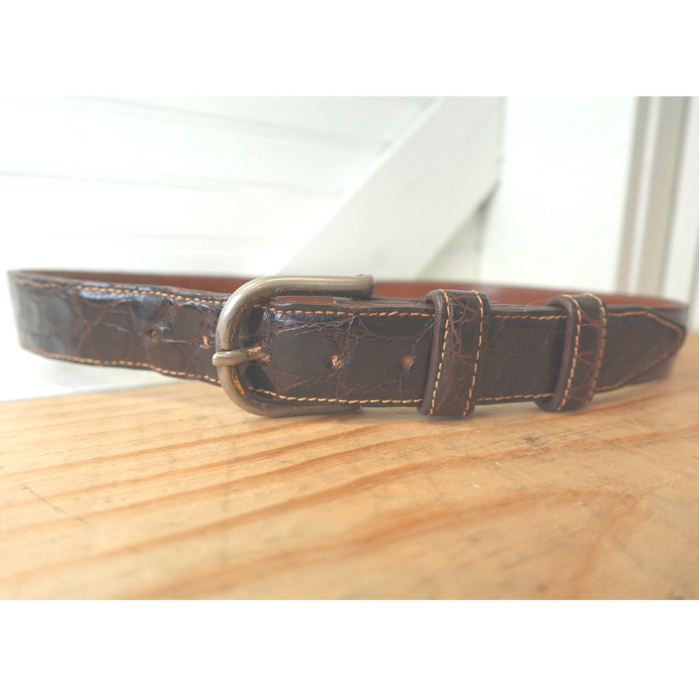 Vintage Marshall Fields Alligator Belt Women's Size 32 Brown Leather Italian